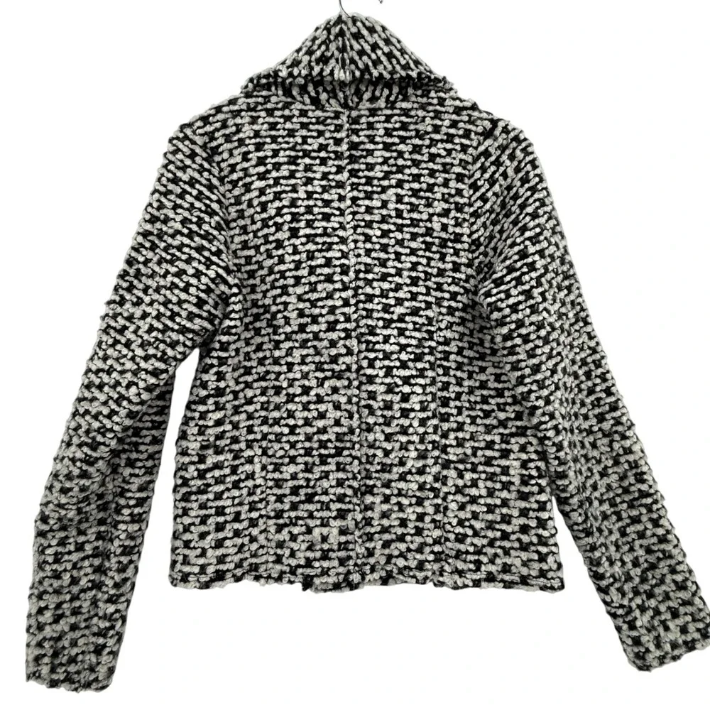 Lola and Sophie Blazer Black White Medium Viscose Boucle‎ Career Wear